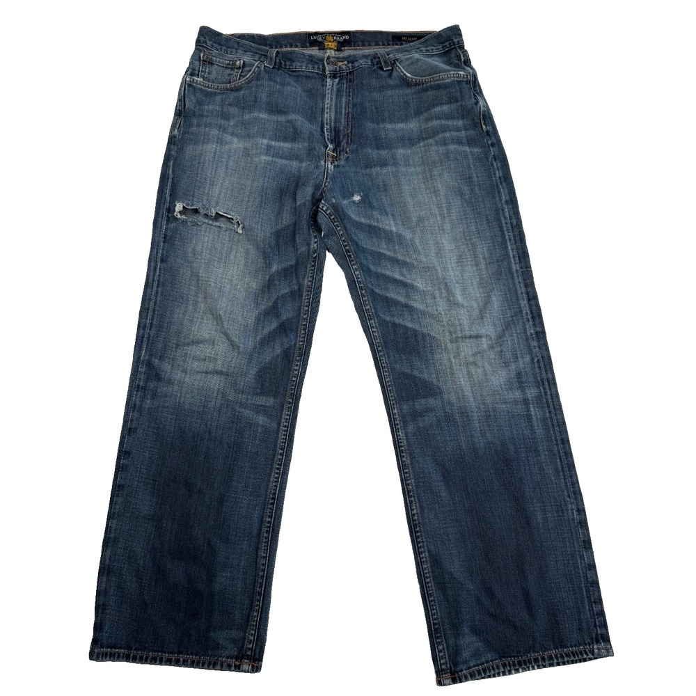 Lucky Brand 181 Jeans Mens 36x27 Distressed Straight Leg Blue Denim Pants